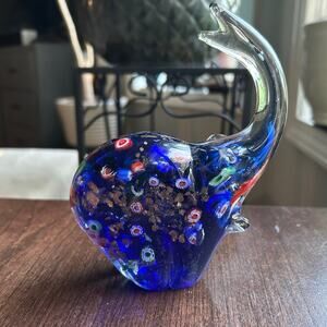 M Design Art Glass Millefiori Elephant Sculpture